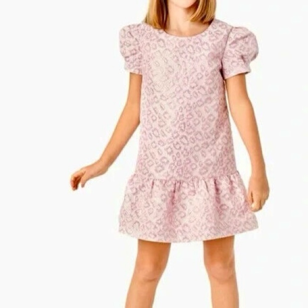 NWT Lilly Pulitzer Pink Metallic Formal Leopard Print Dress